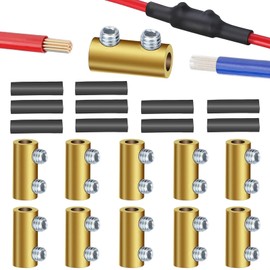 10 conectores de cable de calibre 6, terminal de conexión de cableado rápido de 80 A, terminal de conexión de cableado rápido de empalme con 20 tornillos y 10 tubos termorretráctiles