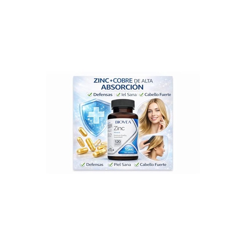 Biovea Zinc y Cobre 15mg de y 2mg de 120