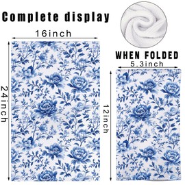 JNIAP Chinoiserie Kitchen Towel Chinoiserie Floral Dish Towel Chinoiserie Kitchen Accessories Chinoiserie Kitchen Gift (Blue Flora KT)