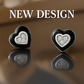 QUADRI 925 Sterling Silver Earrings with Australian Zirconia – Heart – Hoop Earrings – 925 Silver Earrings – Women's Jewellery Made in Italy – Silver Earrings – Gift Included, Klein,, klein, Sterling