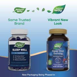Nature’s Way Sleep Well Melatonin and Magnesium Gummies, Sleep Support for Adults*, with Ashwagandha, Berry Flavored, 90 Gummies