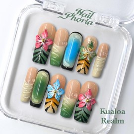NailPhoria｜SURPRISE DEAL Collections (70 Styles) acrylic press nails:_Kualoa Realm_S