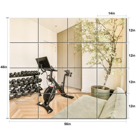 FICTOR Full Length Wall Mirror Tiles,14"X12"X16pcs Frameless Mirror Tiles for Home Gym,Dance,Yoga,Bedroom,Garage,Living Room
