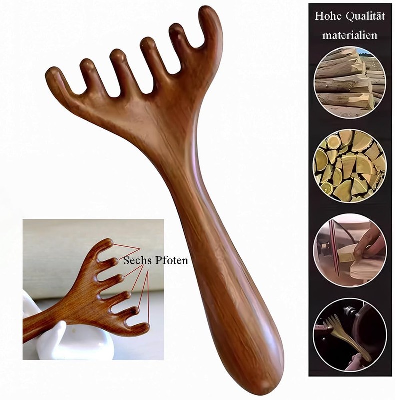 Wooden Gua Sha Manual Massage Board Hair Comb, Facial Scalp