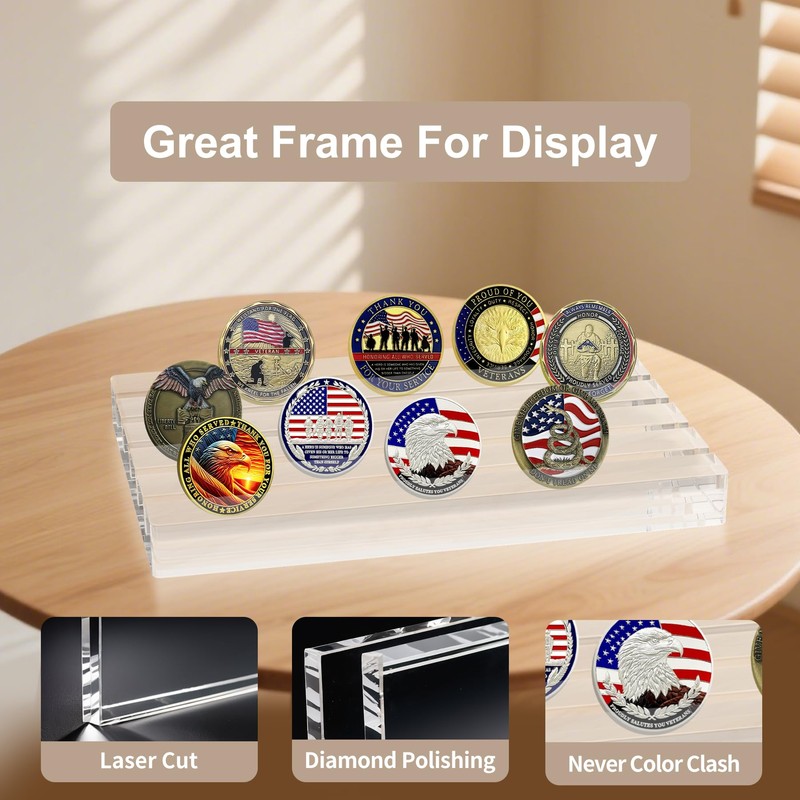 Boloyo Acrylic Challenge Coin Display Stand, Clear 6x4 inch 5