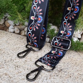 - Purse Strap Adjustable Guitar Style Multicolor Canvas Crossbody Strap for Handbags