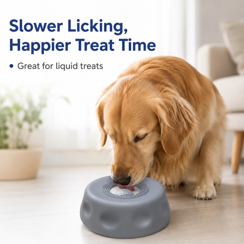 250ml Slow-Feeder Dog Lick Bowl with Rolling Ball – Anti-Slip