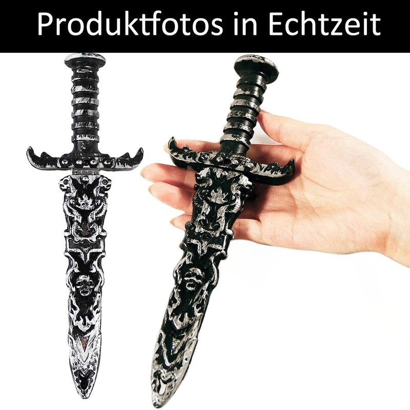 2 Stück Dolch Kunststoff,Piraten Dolch,Silberner Fake Messer,Piratensäbel Requisite,Piratenschwert,Nicht Scharf Spielzeug