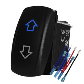 Up Down Momentary Rocker Switch 7P (ON)-Off-(ON) DPDT Mom Toggle Switch with Jumper Wires for Car Boat Marine Van Pickup Polaris UTV Dashboard 12V 24V IP67