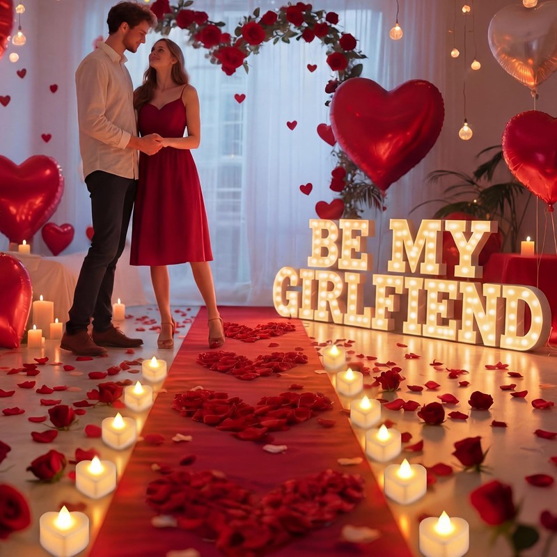 Grinsvalley Be My Girlfriend Light up Letters Proposing Decorations Set