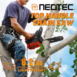NEOTEC 25.4cc 2 Stroke Gas Chainsaw Gas Powered Chain Saw Portable 12" Bar Wood Cutting