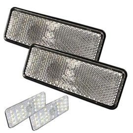 Discover winds LED Reflector Bike Custom Double Luminous Square Brake Marker Trailer Reflector Side Marker Rear Marker Dress Up White (Clear)