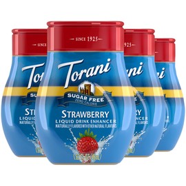 Torani Sugar Free Strawberry Liquid Drink Enhancer, Water Flavoring 4-Pack, 1.62 Oz Ea