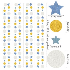 Blue-Gold Silver Party Decorations Paper-Garland - 4pcs Twinkle Little Star Hanging Streamers Banner, Birthday Graduation Ramadan EID Wedding Christmas Baby Shower Ceiling Backdrop Decor Burgleda