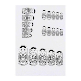4 x 'Matryoshka Dolls' Temporary Tattoos - Water Resistant, Skin-Safe, Non-Toxic Transfers, Mixed Sizes (TO00001125)