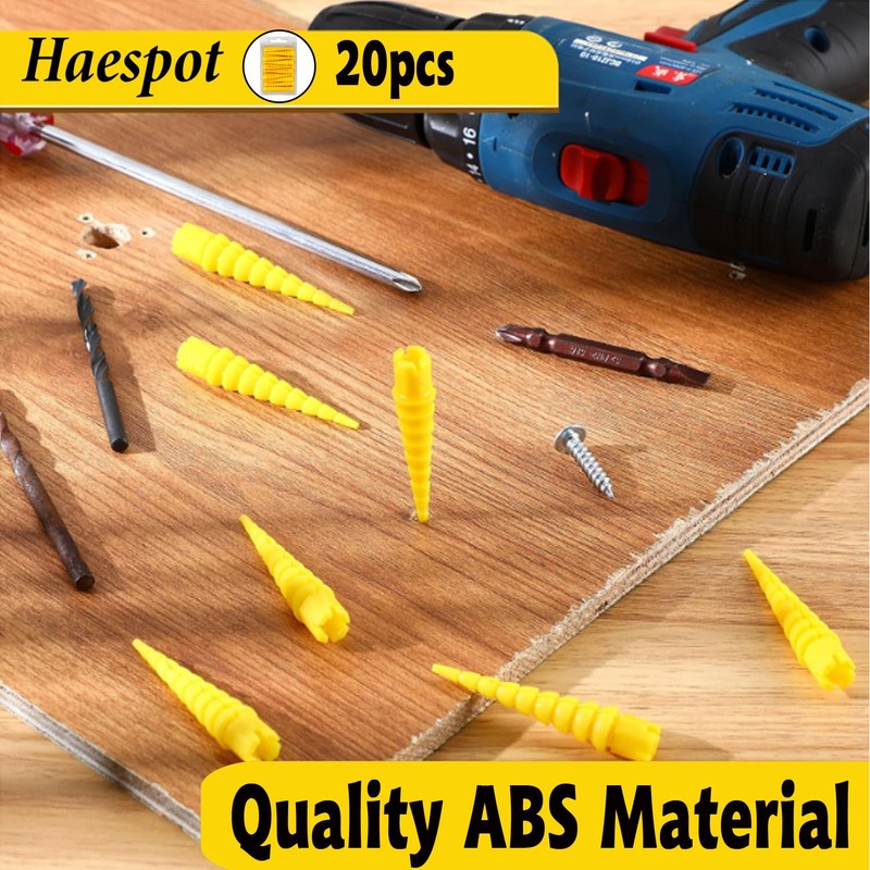 Haespot Yellow 20PCS Stripped Screw Hole Repair Anchor, Door Hinge