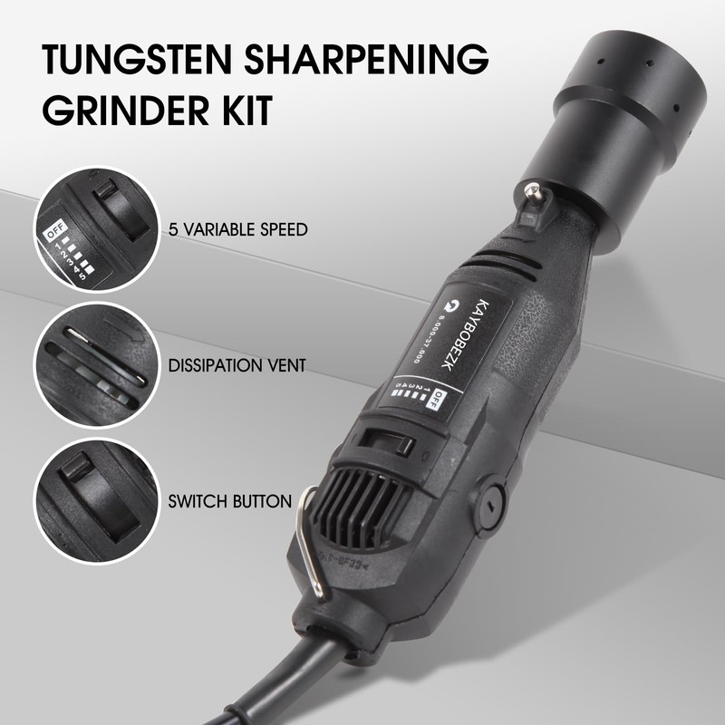 KAYBOBEZK Tungsten Electrode Sharpener Grinder TIG Welding Rotary Tool, ALUMINUM