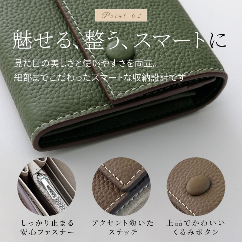 Izmil Women's Long Wallet, Lightweight, Large Capacity, Cowhide Leather, Coin