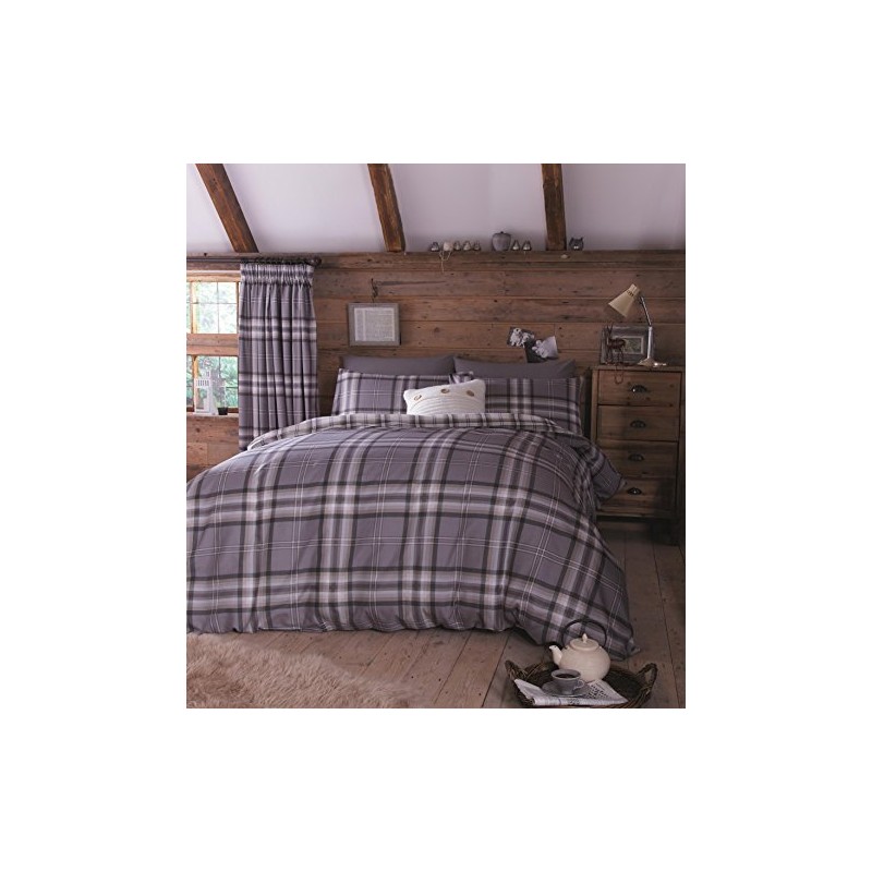 Catherine Lansfield Kelso Check Reversible Single Duvet Cover Set with