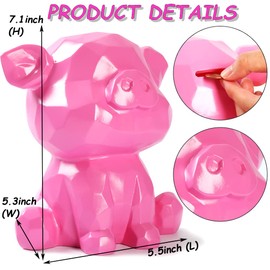 Piggy Bank, Cute Geometry Money Bank, Unbreakable Coin Bank for Girls and Boys, Great Birthday Gift（Pig Pink）