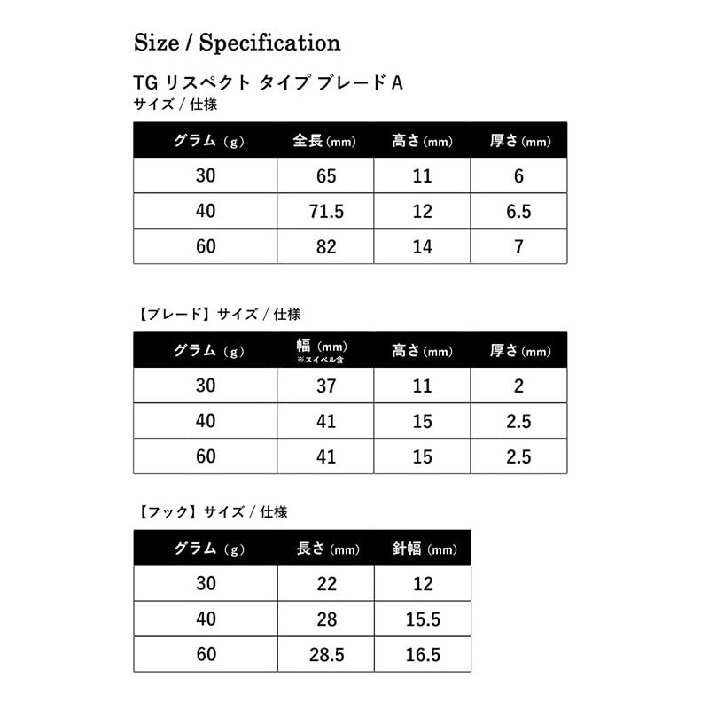 TG Respect Type Blade A Metal Jig, Tungsten 1.1 oz