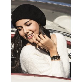 Armitron Women's 75/5597BKGPBK Genuine Crystal Accented Gold-Tone and Black Leather Strap Watch