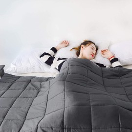 KASENTEX Ultra Soft Cooling 100% Cotton Weighted Blanket Contemporary Design Quilted Bedspread (Weighted Blanket 15 lb - 60x80, Dark Grey)