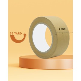 iEager Packing Tape, Kraft Paper Tape Brown Gummed Tape, 2 Inch x 55 Yard Writable Non-Coated Surface Box Tape for Packing, Shipping, Wrapping, Sealing and Marking Use