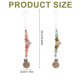 2 Stück Schnullerclips mit Stern für Mädchen & Jungen, Silikon Schnullerhalter Clips für Babys (Rosa, Grün)