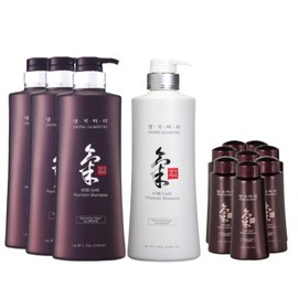 Daeng Gi Meo Ri- Ki Gold Premium 3 Shampoo+1 Treatment Set, Effectively Moisture to Dry and Rough Hair, No Artificial Color 16.9 Fl Oz/500ml + 2.3 FL OZ/70ml Samples(8pcs)