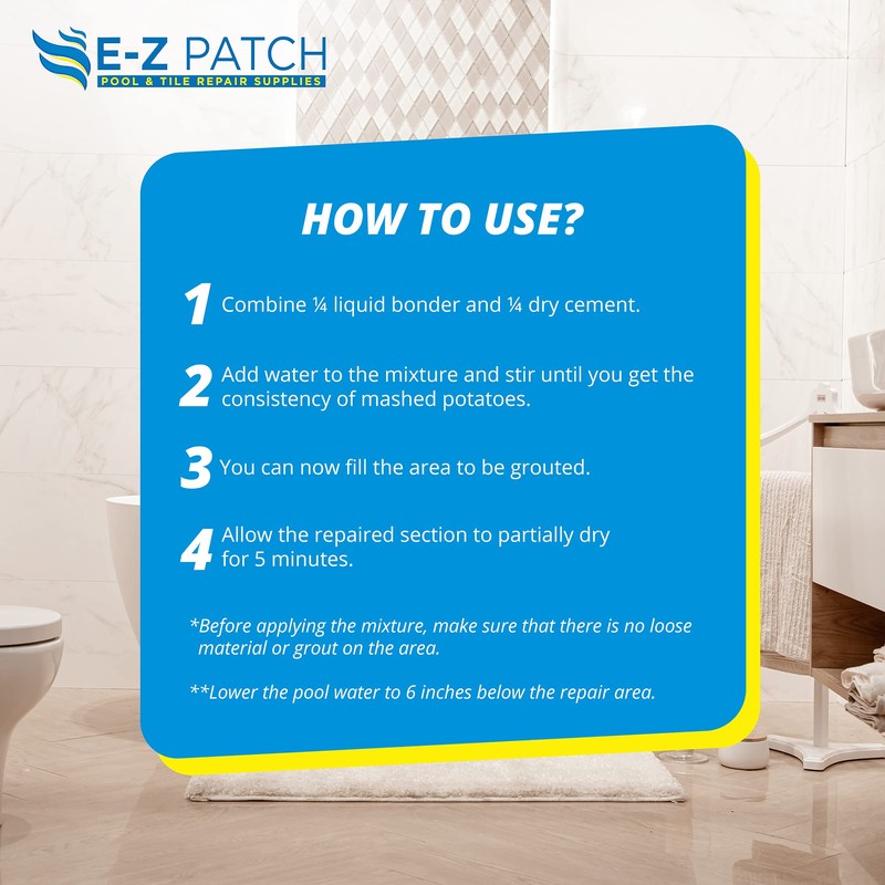 E-Z Patch 4 White Pool Tile Grout for DIY &