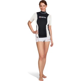 Mares Women's Fire Skin Dives Short Sleeve Rash Guards - Black/Black, 2X-Small