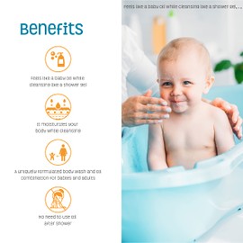Nature's Baby Gentle Cleansing Bath & Shower Oil Combination For Mom and Baby, Formulated for Dry & Sensitive Skin, No Sulfate, DEA, Preservatives or Paraben, Coconut Pineapple, 4 Oz