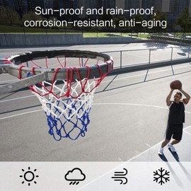 4 PCS Basketball Net, Heavy Duty Basketball Goal Net Red White Blue Basketball Net Mesh Professional Basketball Hoop Net for Standard Size Indoor or Outdoor Hoop Rims (12 Loops)