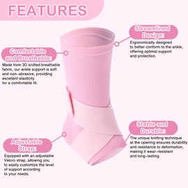 Tarpop 1 Pair Ankle Brace for Kids Compression Ankle Sleeves Adjustable Foot Support Brace Elastic Ankle Guard for Children Boys Girls Sports Running Jogging Dance Fitness Gymnastics(Pink,Small)