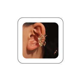 Andelaisi Boho Wing Clip Cuff Earrings Vintage Wrap Cuff Earrings Gold Ear Cuff Cartilage Earrings Wing No Piercing Earrings Jewelry for Women