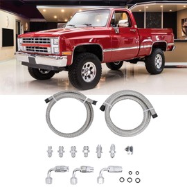 Pyhodi 25 Inch 6AN Power Steering Pump Hose Kit, Nylon Stainless Steel Waterproofing Replacement for C10 LS Swap Connects Type 2 with Specific User Friendly Design