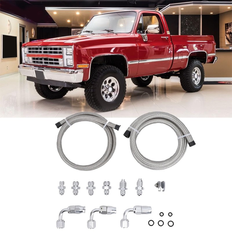 Pyhodi 25 Inch 6AN Power Steering Pump Hose Kit, Nylon