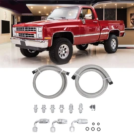 Pyhodi 25 Inch 6AN Power Steering Pump Hose Kit, Nylon Stainless Steel Waterproofing Replacement for C10 LS Swap Connects Type 2 with Specific User Friendly Design