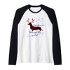 Daschund Through the Snow Funny Christmas Pun T-Shirt Raglan, black