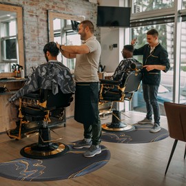 OmySalon 3ft. x5ft. Salon Anti Fatigue Mat for Hair Stylist, 5/8" Thick Barber Floor Mat with Round Cutout Under Styling Chair, Anti-Slip Design