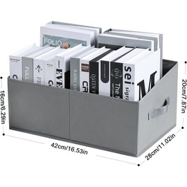 DIMJ Closet Storage Bins, 3 Pack Storage Baskets for Shelves, Foldable Closet Organizer with Handle, Linen Closet Organizers and Storage for Clothes, Toys, Towel, Books (Grey)