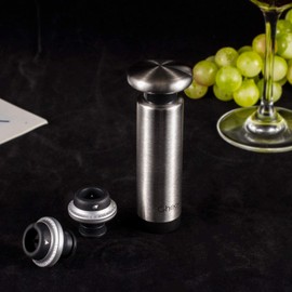 Wine Saver Vacuum Pump Kit with 2 Valve Bottle Stoppers, Extra-Tight Leak-Free Wine Preserver Sealer and Rubber Wine Stopper Set with Date Markers 7717-W402-01