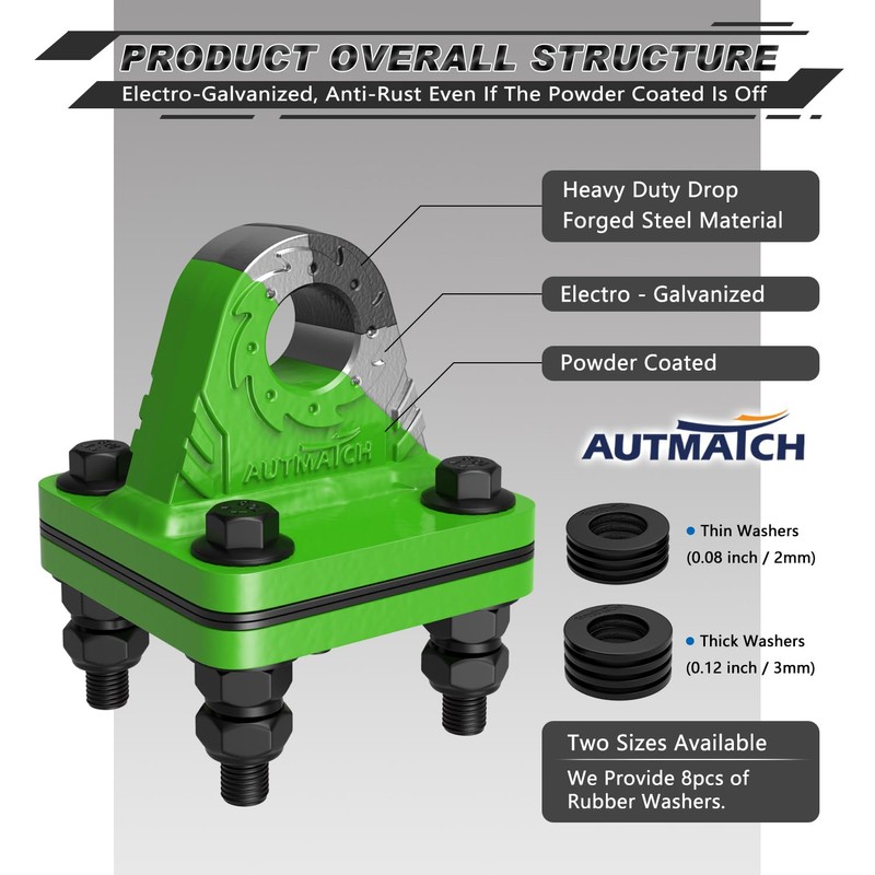 AUTMATCH D Ring Shackle Mount with Backer Plate (2 Pack)