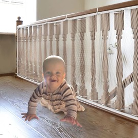 Balcony Safety Net for Kids Banister Guard Child Safety Net, Rail Balcony Banister Stair Mesh for Babies Pets Cats Dogs Kids Safety Barrier, Balcony Patios Stairway Net Black (10ft*2.6ft Thick)