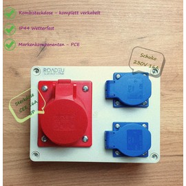 RoadEu - Socket distributor - CEE socket 16A with 2x Schuko 230V. Power distributor IP44 For indoor and outdoor use Construction power distributor 16A. Only European components.