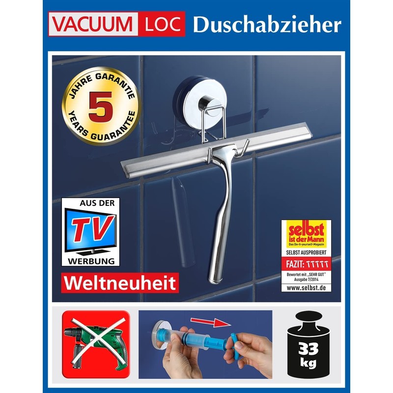 Vacuum Loc Shower Wiper with Holder