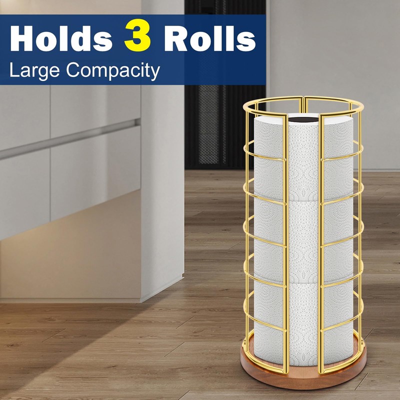 NearMoon Toilet Paper Organizer Stand, Freestanding 3 Rolls Tissue Storage,