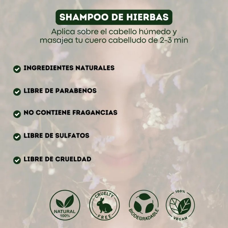 Kokos Organic, Shampoo De Hierbas Natural, Caída De Cabello