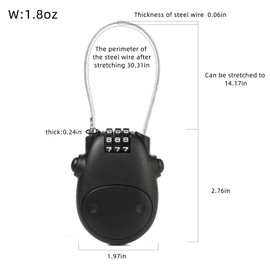 NBYT Luggage Locks - Combination Lock, Black, 27" Circumference, 10,000 Code Options, Scratch Resistant, Lightweight, Portable, Secure